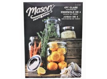 New In Box Mason Craft & More 4 Piece Glass Cannister Set