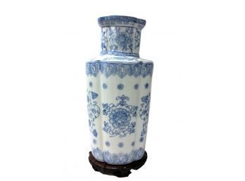 Large 18' Oriental Blue & White Vase