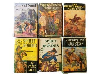 Lot Of 6 Vintage Zane Grey Hardcover Books With Dustjackets