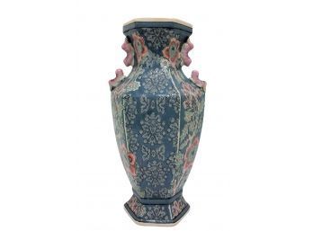 Vintage Mid Century Ethan Allen 15 1/2' Hexagon Oriental  Vase