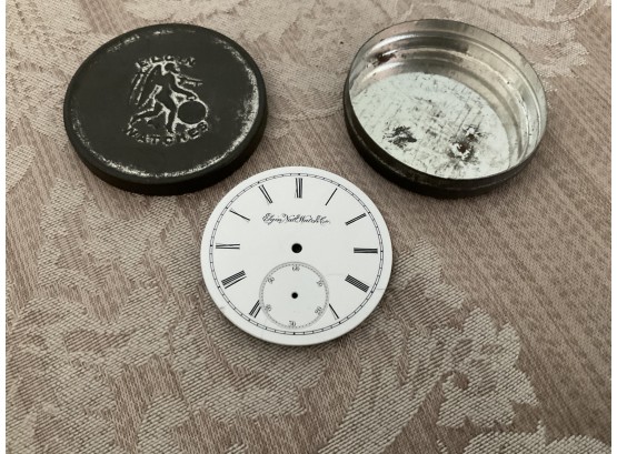 Vintage Elgin Watch, Tin, Watch Face