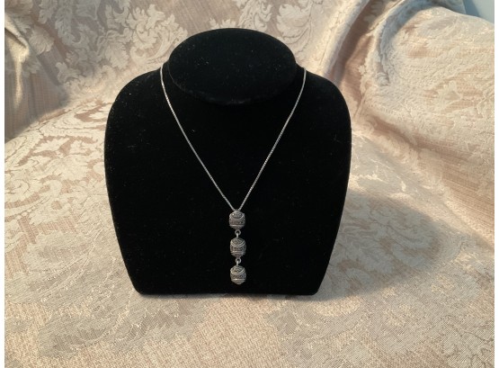 Sterling Silver Chain And Marcasite/sterling Pendant - Lot # 3