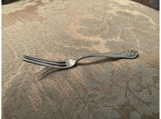Sterling Silver Condiment Fork In Rosebud Design