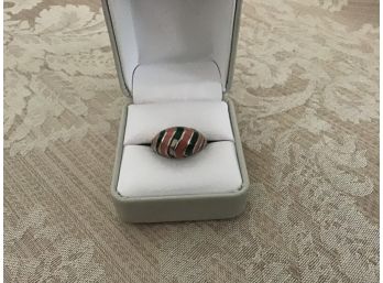 Sterling Silver And Pink And Green Ring - Lot #16
