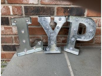 Light Up Metal Letters L, P, And Y