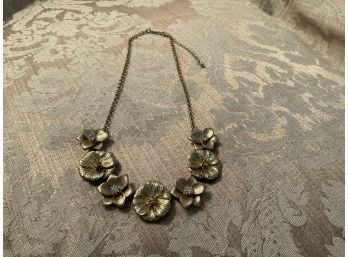 Floral Gold Tone Necklace - Lot #11