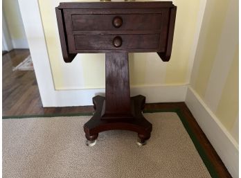 Lovely Antique Mahogany Drop Leaf Sewing Table