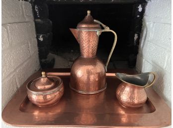 Antique Hand Hammered Copper Tea/coffee Set