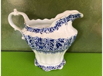 Antique Blue And White  Porcelain Pitcher-england