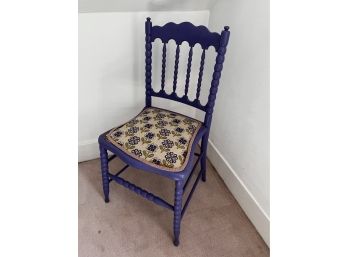 Purple Side Chair With Embroidered Seat