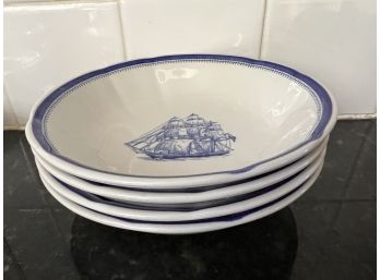 Spode Blue Clipper Plates/ Bowls /cups-Brig Cygnet Of Salem