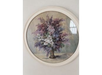 Lovely Circular Framed Lilac Painting-E. Cummings