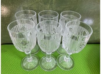 6 Vintage Footed Iris Clear Glasses-Jeanette