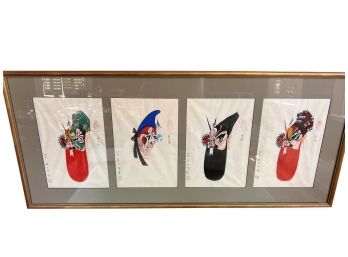 Four Framed Chinese Opera Character Paintings-