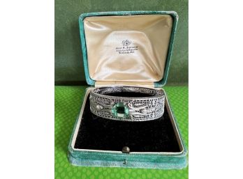 Sterling Vintage Gemstone Filigree Bracelet In Original Box