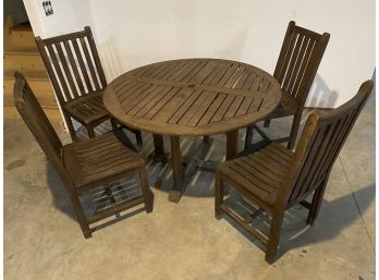 Round Teak Outdoor Table And 4 Chairs  By Outdoor Classics