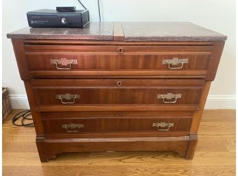 Antique 3 Drawer Dresser Wtih Two Piece Marble Top