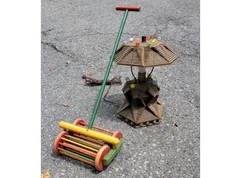 Vintage Child's Fun Push Toy And Unique Lamp With An Ice Cream Stick & Marbles Shade!