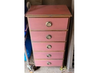 Beautiful Vintage Pink 5-drawer Nightstand