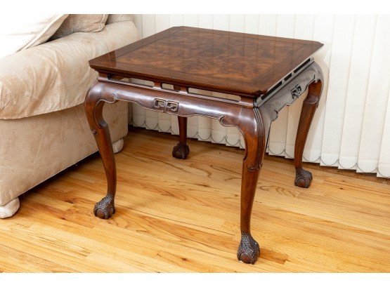 Vintage Drexel Heritage Ming Treasure Square Clawfoot Side Table