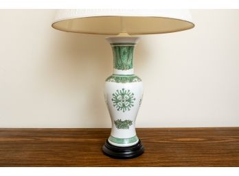 Chinese Porcelain Green & White Urn Lamp