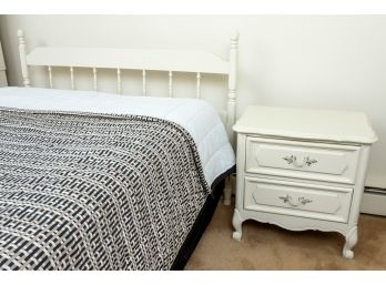 French Cottage White Queen Bedframe & Nightstand