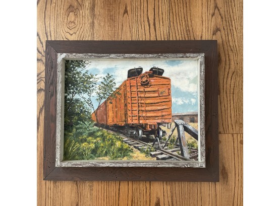 An Appealing Original Oil Painting Signed And Framed - Box Car