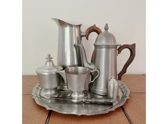 An Assortment Of Pewter With Tray - Large Pitcher
