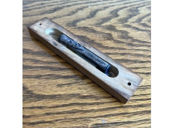 A Mezuzah In Sterling Case With A Wood Box