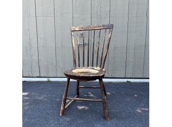 A Primitive Antique Windsor Fan Back Commode Chair