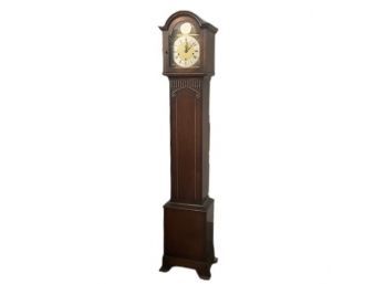 An English Oak Case Grandfather Clock - Roman Numeral Face Inscribed With Tempus Fugit