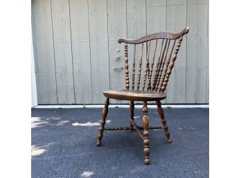 A 19th Century Spindle Brace-back Fanned Windsor Chair - Unusual Cross Stretcher