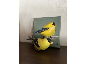 A Small Goldfinch Painting And It's Model