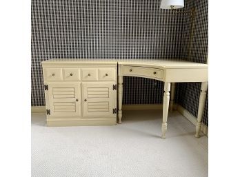 3 Pieces Of Vintage Heywood Wakefield Bedroom Set - Chest, Hutch, Desk