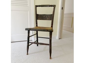 An Antique Hitchcock Style Chair - Painted With Rush Seat