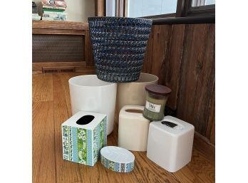 Assorted Wastebaskets And Tissue Boxes