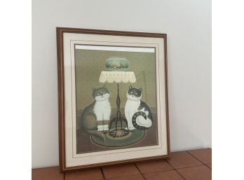 Framed And Matted Cat Cartoon