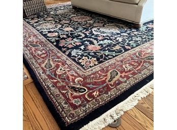 A Hand Knotted Indian Wool Carpet - 9 X 12 - Navy