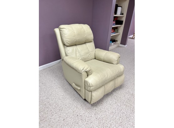 Faux Leather Off White Manual Recliner