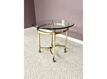 Brass Base Side Table Thick Glass Top 2 Of 2