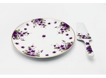Lefton China Cake 10.5-inch Wide Plate & Server