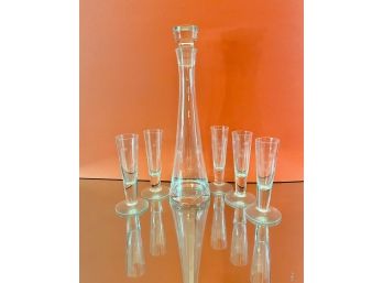MCM Crystal Cordial Decanter With Shot Glasses