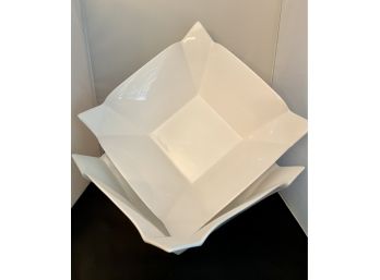 Palm Ceramic Square 13-inch Wide Serving Bowls Set Of 2
