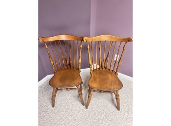 Bent Brothers Hard Rock Maple Windsor Chairs Set Of 2 (Six Total In Auction) Lot #3