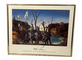 Dali Poster Swans Reflecting Elephants Framed 20x16