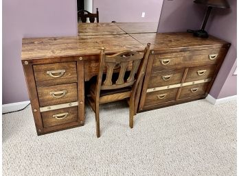 Rustic Desk, Chair Set With Matching Dresser And Mirror