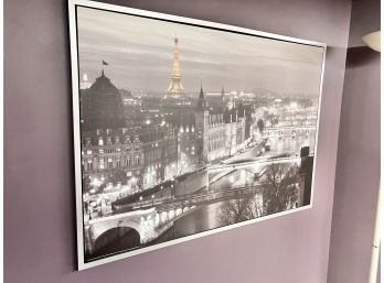 Paris At Night Black/White Print With Gold Accent And Silver Frame