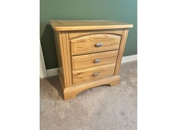 Light Wood Bed Side Table With Brushed Nickel Knobs