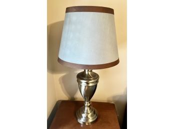 Brushed Nickel Style Table Lamp With Blue/Brown Shade 2 Of 2
