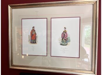 Asian Mandarin China Man/Woman Double Print Matted And Framed